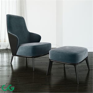 Minotti - Leslie long backrest armchair ottoman leather